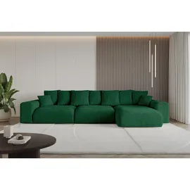 altdecor Ecksofa Cord mit Schlaffunktion 2-Sitzer Grün