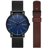 Skagen Herren Analog Quarz Uhr mit Edelstahl Armband SKW6933SET
