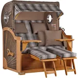 Mr. Deko Strandkorb Grau, Metall, Gestreift, Füllung: Schaumstoff, rechteckig, 142x170x95 cm, Gartenmöbel, Strandkörbe