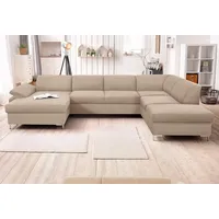 DOMO collection Wohnlandschaft Santana mit viel Platz, komfortabel, moderner Fuß, bequeme Armlehne, wahlweise mit Bettfunktion, U-Form beige