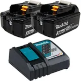 Makita 2x BL1830B Akku 3,0 Ah 18V Li-Ion mit Ladestandsanzeige + DC18RC Schnellladegerät - DC18RC-BL1830B-2x