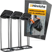 Hinrichs Müllsackständer 3er Set mit Deckel und Klemmring Inkl. 6 Müllsäcke