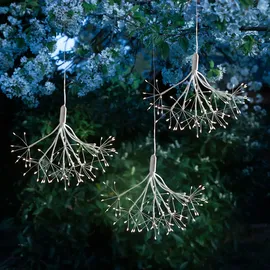 MARELIDA LED Feuerwerk Leuchtstern Firework Hängestern mit Fernb. 3er Set weiß