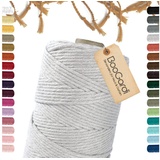 BooGardi Makramee Garn · Hellgrau 3mm x 200m · 3mm oder 5mm · viele Farben · Baumwollkordel · Baumwollgarn · DIY Bastelkordel · Kordelband