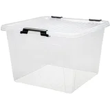 Dynamic24 Aufbewahrungsbox 26L Deckel Kunststoffbox Stapelbox Lager Regal Box Transparent