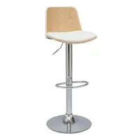 Miliboo Hocker mit verstellbarer Sitzhöhe aus hellem Holz, weißem