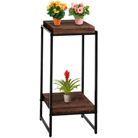 Mendler Blumentisch HWC-K71, Blumenregal Beistelltisch Pflanzregal, MVG-zertifiziert MDF Metall ~ dunkelbraun, 82cm