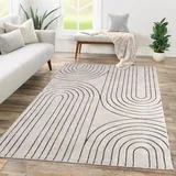TT Home Wohnzimmer Teppich Kurzflor Geometrisches Design Abstrakte Optik, Farbe:Grau, Größe:160x230 cm