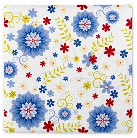 Sovie HOME Serviette Rahel in Blau aus Linclass® Airlaid 40 x 40 cm, 12 Stück - Blumen Frühling