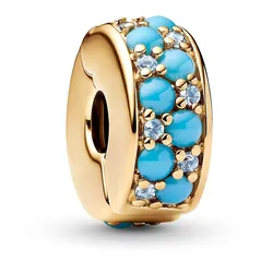 Pandora 763902C01 Clip-Charm Aquamarinblau Goldfarben