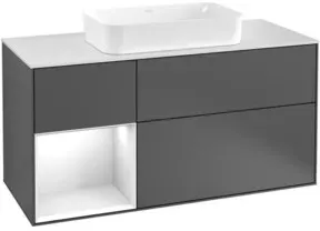 V&B Waschtischunterschrank Wandbeleuchtung Finion 120cm, Pl w m, Rg l Ol m La, si Gr m Lac