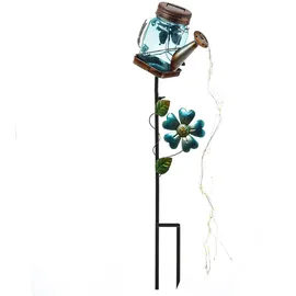 MARELIDA LED Solar Gießkanne mit Schmetterling Wasserfalleffekt Gartenstecker Solarglas