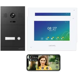 2 Draht Video Türsprechanlage für 1 Teilnehmer mit Aufzeichnungsfunktion, 7 Zoll LCD-Monitor, Nachtsichtfunktion – Anthrazit Kamera 2x 7 Zoll Monitor