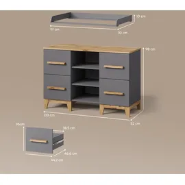 livinity® Wickelkommode Mailo 0 x 0 x 0 cm Grau/Artisan