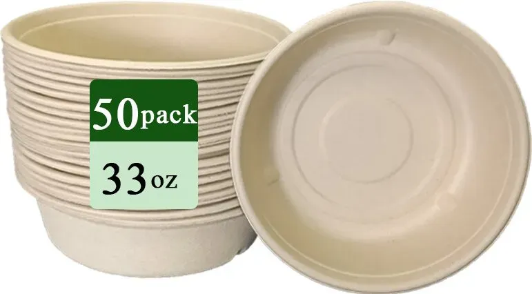 Ruibamboo Einwegschale aus Bambusfasern 33oz 50er-Pack