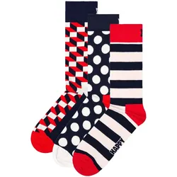 Happy Socks Unisex Socken, 3er Pack - Classic, Muster, Baumwollmischung, gemischte Farben Filled Optic 36-40