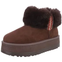 Ital-Design Damen Snowboots Freizeit Snowboots (87451998) Flach Stiefeletten in Braun braun 37 EU
