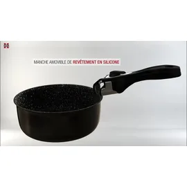 HERZBERG HG-5000: 10-Teiliges Kochgeschirrset mit Marmorbeschichtung schwarz - Schwarz