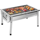 Picknickgrill Edelstahl tragbar Holzkohle Grill Camping Garten Party klein