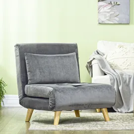 Homcom Schlafsessel mit Bettfunktion, Kissen Gästebett in Leinenoptik Relaxsessel Klappsessel für Wohnzimmer, Sessel, Schlafsessel