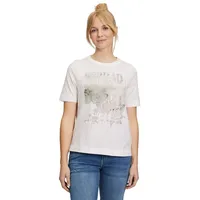 Cartoon Damen Printshirt mit Rundhalsausschnitt Patch Cream/Green,38 - 38
