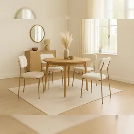 Mendler 2er-Set Esszimmerstuhl HWC-O26, Küchenstuhl Polsterstuhl Stuhl, Cord (330g/m2) Stoff/Textil Metall beige