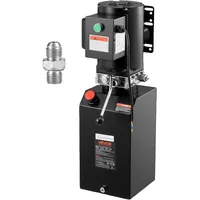 Vevor Hydraulikpumpe Hydraulikaggregate AC 220 V, 15 Qt einfachwirkende Hydraulikeinheit, 6,3 L/min Ölfluss, max. Förderdruck 22 MPa für Muldenkipper Autowerkstätten Autohebebühnen, schwarz