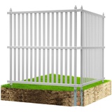 Vevor Gartenzaun 122 x 122 cm Sichtschutzzaun PVC und verzinktes Blech-Erdspieß Windschutzzaun Metallpfähle bis 50 cm Lamellenzaun Steckzaun inkl. Metallpfählen Schutzkappen PVC-Streifenplatten