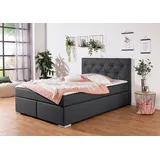 Home Affaire Boxbett HOME AFFAIRE "Tynan", grau (anthrazit), B:154cm L:210cm, Komplettbetten, Boxspringbett, wahlweise mit Bettkasten, in H2, H3 & H4 erhältilich