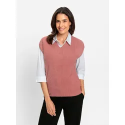 Pullunder INSPIRATIONEN "Pullunder", Damen, Gr. 46, rot (rosenholz), 75% Polyamid, 15% Viskose, 10% Polyester, unifarben, Pullover
