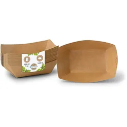 BIOZOYG 1000 Stück Einwegschalen 200ml Pappschalen Fingerfood, ungebleichter Kraftkarton, für Pommes, Snacks und Currywurst, biologisch abbaubar
