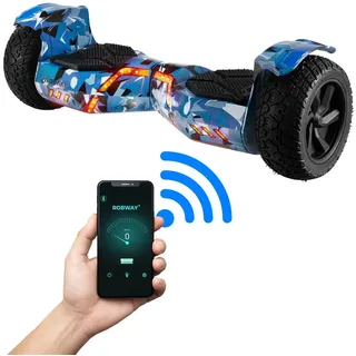 Robway Balance Scooter 8,5” Hoverboard Offroad X2 Samsung Akku & Bluetooth Lautsprecher, 700,00 W, 15,00 km/h, (Hoverbaord, Balance scooter, Balanceboard, 1 tlg., Hoverbaord, Hoverboard, Balanceboard, Skateboard, Driftscooter), Self-Balance-Scooter, Bluetooth, Robway App, LED, Gyrosensoren blau