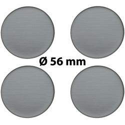 4 x Ø 56 mm Polymere Aufkleber / Metall-Optik / Nabenkappen, Felgendeckel