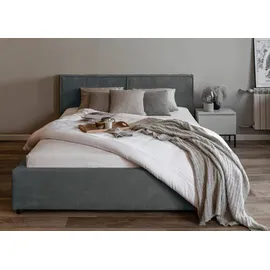 Selsey Doppelbett Farese - Bett mit Polsterrahmen, Cordbezug 180 cm, grau - Grau