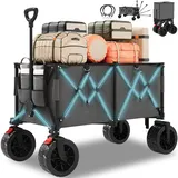 Homall 260L Bollerwagen Faltbar 150KG Belastbar, XXXL Faltbarer Bollerwagen für Outdoor Garten Strand Einkaufen, Handwagen mit 10 cm Extra Breite Rollen