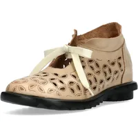 LAURA VITA Damen Schnürschuh Leder Derby Schlüsselloch-Ausschnitt Cyrielle 30, Größe:38 EU, Farbe:Beige - 38 EU