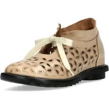 LAURA VITA Damen Schnürschuh Leder Derby Schlüsselloch-Ausschnitt Cyrielle 30, Größe:38 EU, Farbe:Beige - 38 EU