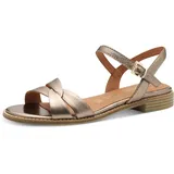 Marco Tozzi Damen Sandalen mit Absatz mit Verstellbarem Riemen aus Leder, Metallisch (Rose metallic), 42 EU