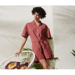 Tchibo - Kurzer Jumpsuit aus Leinenmix - Damen - Gr. 44 - rotbraun