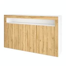 Vladon Valencia 155 x 92 x 40 cm Weiß matt / Eiche Natur / Braun