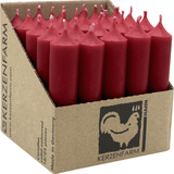 Kerzenfarm Hahn Stabkerzen aus Paraffin, 100/22 mm, Dunkelrot, KERZENFARM HAHN, Brenndauer ca. 4h, 25 Stück pro Verpackung
