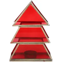 Marrakesch Orient & Mediterran Interior Teelichthalter Christbaum 17cm Rot aus Glas als Weihnachtsdeko Finse