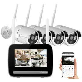 VisorTech Funk-Überwachungs-Set: Funk-Monitor-Rekorder + 4x 2K-Funk-Kamera