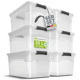 Juskys Aufbewahrungsbox Kunststoff 30 l transparent/weiß