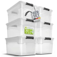 Juskys Aufbewahrungsbox Kunststoff 30 l transparent/weiß