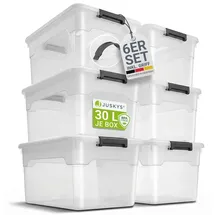 Juskys Aufbewahrungsbox Kunststoff 30 l transparent/weiß