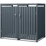 ML-Design Mülltonnenbox Müllbox aus Stahl wetterfeste Mülltonnen Verkleidung Mülltonnengarage (2 St), Mülltonnencontainer mit Klappdeckel / Tür für 2 Tonne à 240 ltr. grau