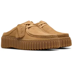 Clog CLARKS "Torhill Mule", Damen, Gr. 39, light tan nubuck, Nubukleder, casual, Schuhe, Clog, Mules mit Plateausohle