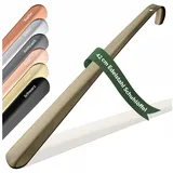 JK Trade Schuhlöffel 42cm Edelstahl Vintage poliert (1-tlg., lang & stabil), Metall Schuhanzieher lang zum Stehen, Aufhängbar, 2mm Extra Stabil braun