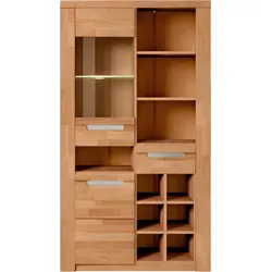 Vitrine HOME AFFAIRE "Kolding", beige (kernbuche teilmassiv), B:100cm H:180cm T:40cm, Holz teilmassiv, Schränke, teilmassiv